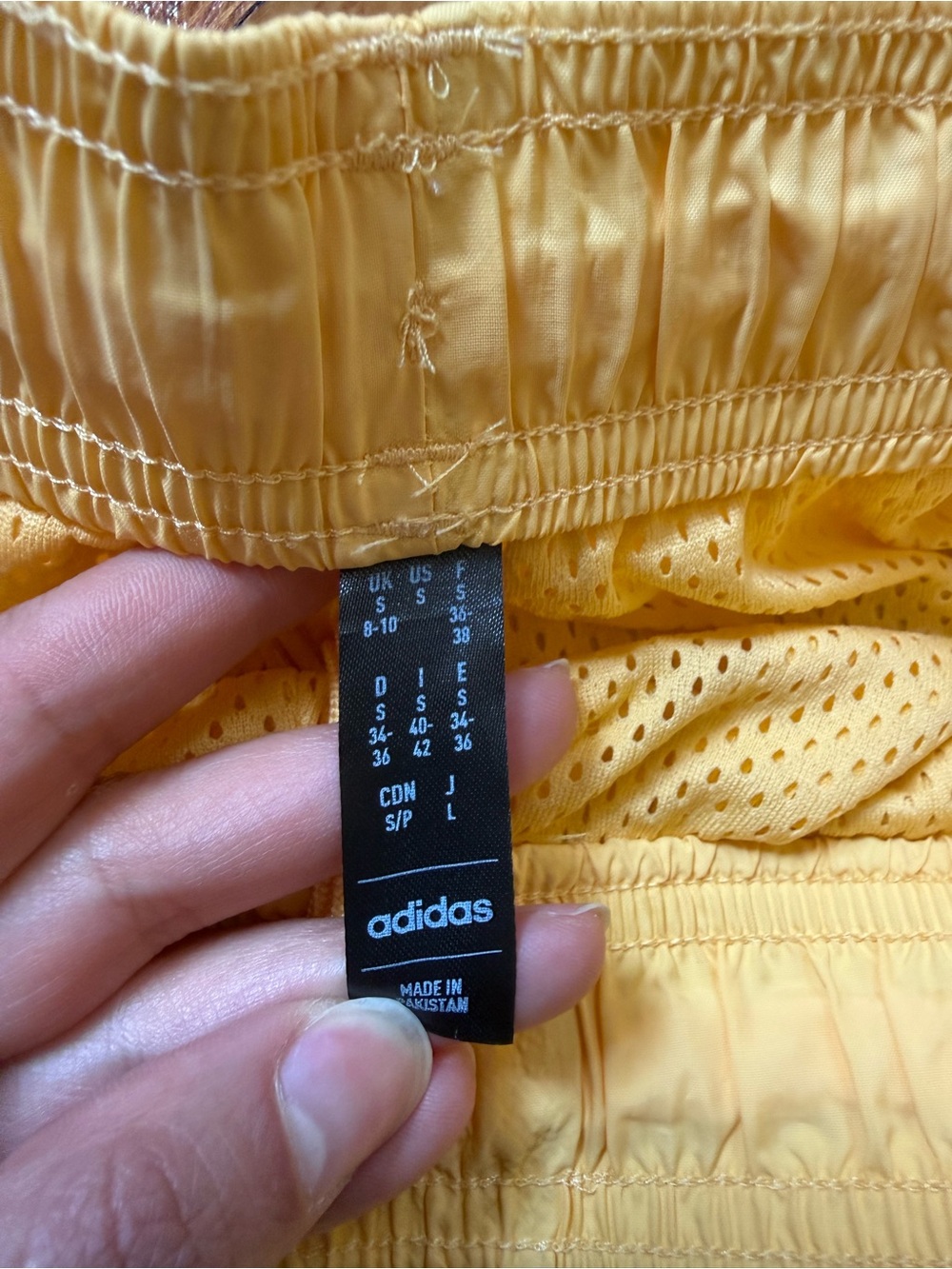 adidas Yellow Mesh-Lined Athletic Shorts - Picture 3 of 5